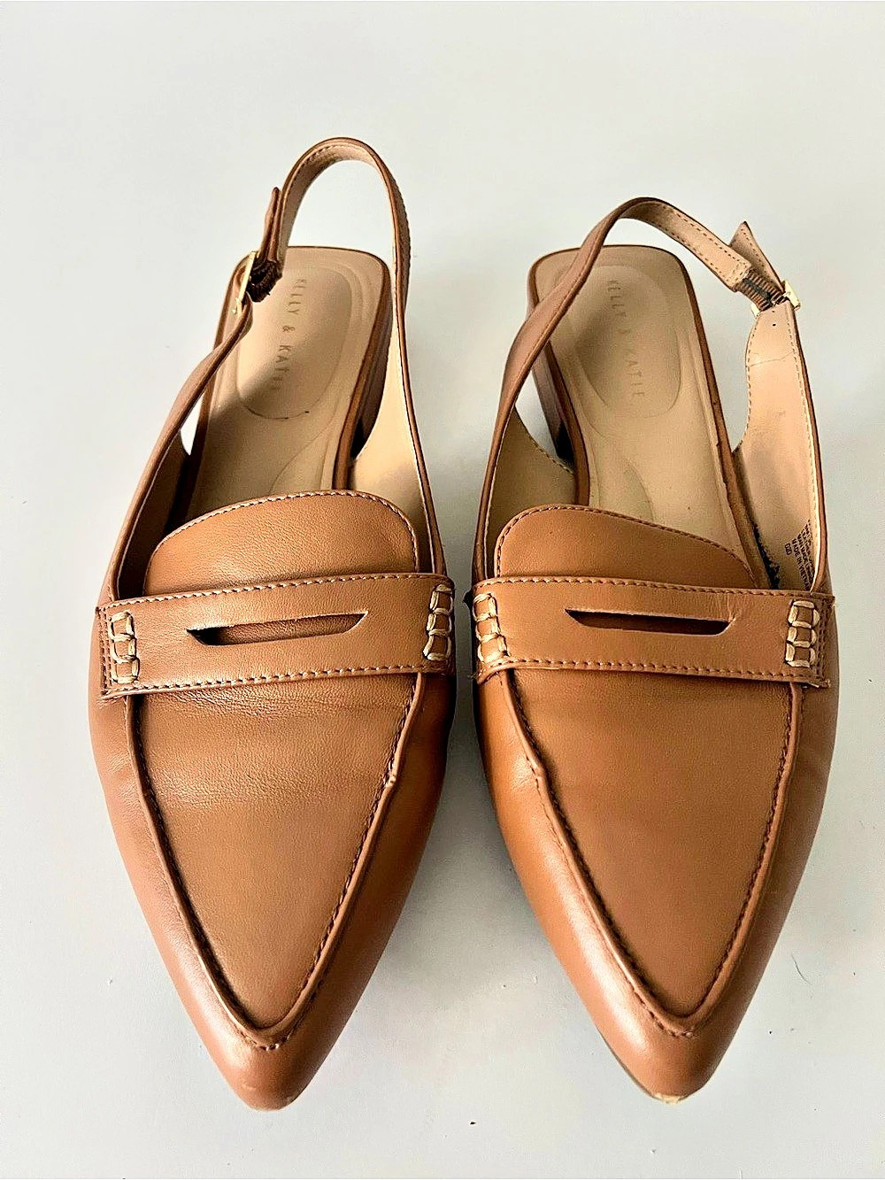 Kelly & Katie Pointed-Toe Slingback Flats Brown US 8 M